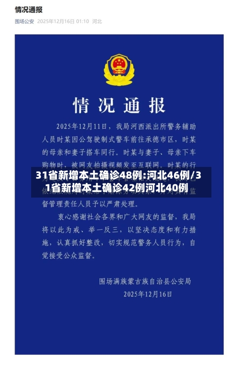 31省新增本土确诊48例:河北46例/31省新增本土确诊42例河北40例