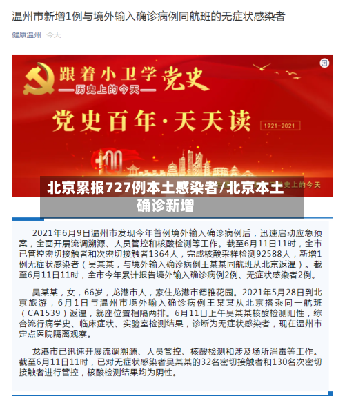 北京累报727例本土感染者/北京本土确诊新增