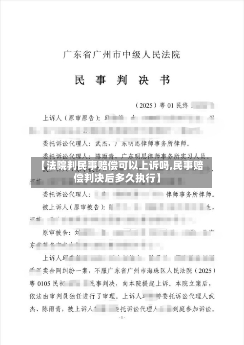 【法院判民事赔偿可以上诉吗,民事赔偿判决后多久执行】