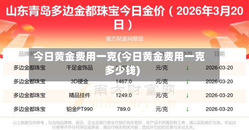 今日黄金费用一克(今日黄金费用一克多少钱)