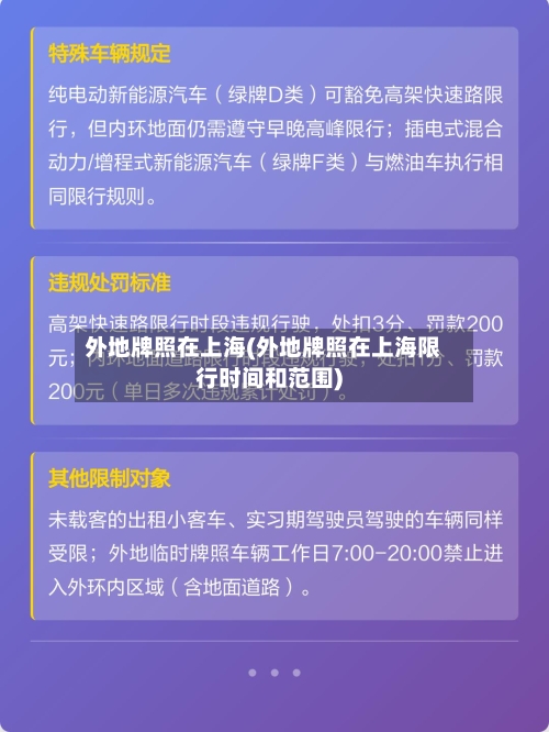 外地牌照在上海(外地牌照在上海限行时间和范围)