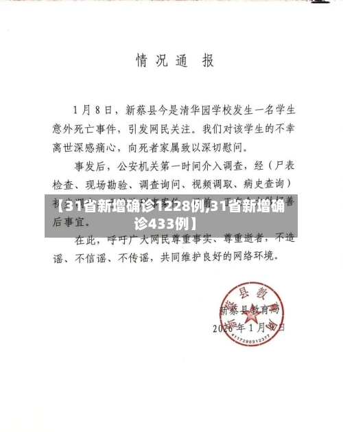 【31省新增确诊1228例,31省新增确诊433例】