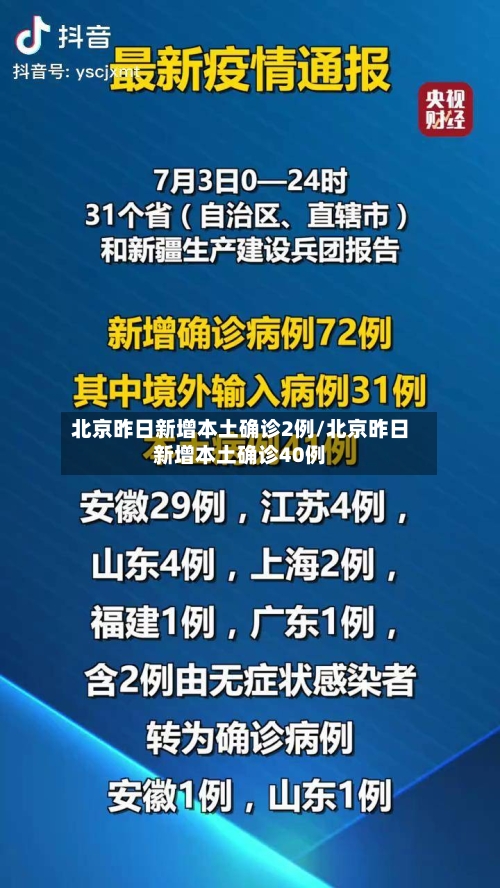 北京昨日新增本土确诊2例/北京昨日新增本土确诊40例