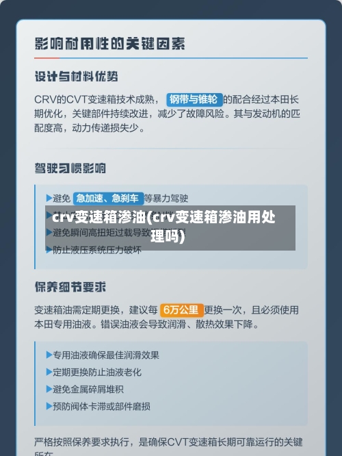 crv变速箱渗油(crv变速箱渗油用处理吗)-第2张图片